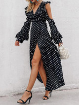 Bohemia Polka-dot V Neck Maxi Dress