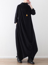 Loose Asymmetric Split-joint Long Dress