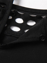 Casual Band Collar Hollow Out Plain Bodycon Dress