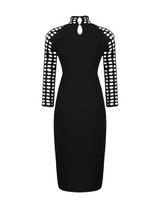 Casual Band Collar Hollow Out Plain Bodycon Dress