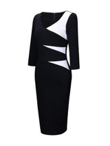 Casual Graceful V-Neck Color Block Bodycon Dress