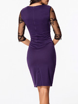 Casual Sweet Heart Patchwork Hollow Out Split Bodycon Dress