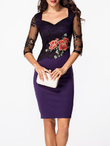 Casual Sweet Heart Patchwork Hollow Out Split Bodycon Dress