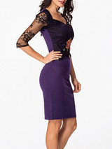 Casual Sweet Heart Patchwork Hollow Out Split Bodycon Dress