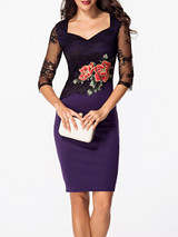 Casual Sweet Heart Patchwork Hollow Out Split Bodycon Dress