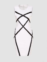 Casual Patchwork Striped Alluring Crew Neck Bodycon-dress