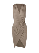 Casual Deep V-Neck Plain Ruched Bodycon Dress