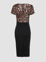Casual Leopard V-Neck Ruffle Trim Bodycon Dress