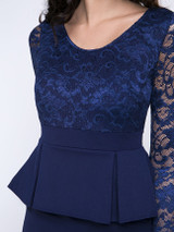 Casual Peplum Patchwork Elegant Round Neck Bodycon Dress