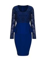 Casual Peplum Patchwork Elegant Round Neck Bodycon Dress
