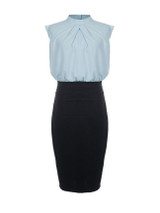 Casual Color Block Patchwork Crew Neck Bodycon-dress