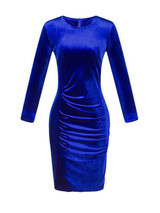 Casual Crew Neck Plain Velvet Bodycon Dress
