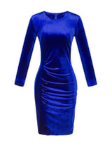 Casual Crew Neck Plain Velvet Bodycon Dress