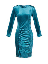 Casual Crew Neck Plain Velvet Bodycon Dress