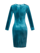 Casual Crew Neck Plain Velvet Bodycon Dress