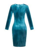 Casual Crew Neck Plain Velvet Bodycon Dress