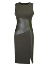 Casual Round Neck Patchwork Cotton Bodycon Dress