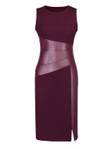 Casual Round Neck Patchwork Cotton Bodycon Dress