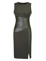 Casual Round Neck Patchwork Cotton Bodycon Dress