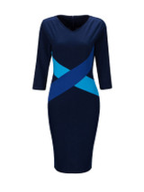 Casual V-Neck  Color Block Bodycon Dresses