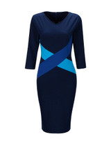Casual V-Neck  Color Block Bodycon Dresses