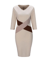 Casual V-Neck  Color Block Bodycon Dresses