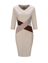 Casual V-Neck  Color Block Bodycon Dresses