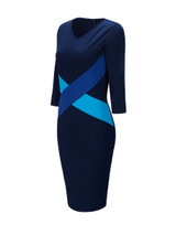 Casual V-Neck  Color Block Bodycon Dresses