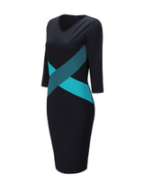 Casual V-Neck  Color Block Bodycon Dresses