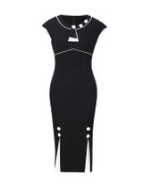 Casual Round Neck Contrast Trim Celebrity Bodycon Dress