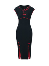 Casual Round Neck Contrast Trim Celebrity Bodycon Dress