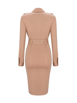 Casual V-Neck Single Breasted Belt Plain Bodycon Dress