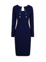 Casual Decorative Button Plain Bodycon Dress