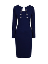 Casual Decorative Button Plain Bodycon Dress
