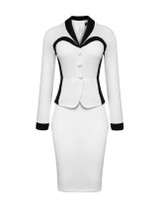 Casual Color Block Elegant Shawl Lapel Bodycon Dress