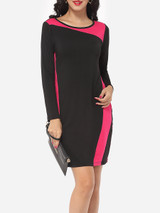 Casual Color Block Captivating Round Neck Bodycon-dress