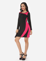 Casual Color Block Captivating Round Neck Bodycon-dress