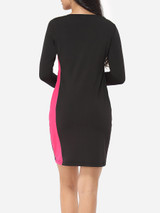 Casual Color Block Captivating Round Neck Bodycon-dress