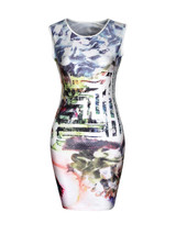Casual Fantastic Round Neck Abstract Print Bodycon Dress Casual Fantastic Round Neck Abstract Print Bodycon Dress