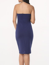 Casual Plain Split Decorative Buttons Sexy Tube Bodycon-dress