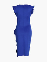 Casual Crew Neck Cascading Ruffles Plain Bodycon Dress