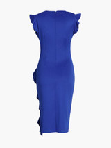 Casual Crew Neck Cascading Ruffles Plain Bodycon Dress