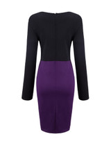 Casual Split Neck Color Block Bodycon Dress Casual Split Neck Color Block Bodycon Dress