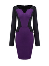 Casual Split Neck Color Block Bodycon Dress Casual Split Neck Color Block Bodycon Dress