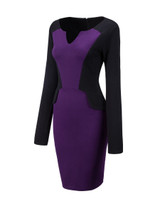 Casual Split Neck Color Block Bodycon Dress Casual Split Neck Color Block Bodycon Dress