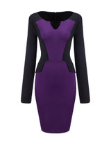 Casual Split Neck Color Block Bodycon Dress Casual Split Neck Color Block Bodycon Dress