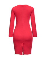 Casual Asymmetric Neckline Color Block Buttons Bodycon-dress