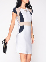 Casual Color Block Round Neck Bodycon Dress