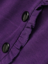 Casual Diagonal Buttons Falbala Round Neck Cotton Plain Split Bodycon Dress