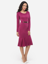 Casual Round Neck Decorative Hardware Mermaid Plain Bodycon-dres